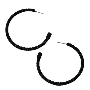 JET BLACK PAVÉ CRYSTAL 50MM HOOP EARRINGS